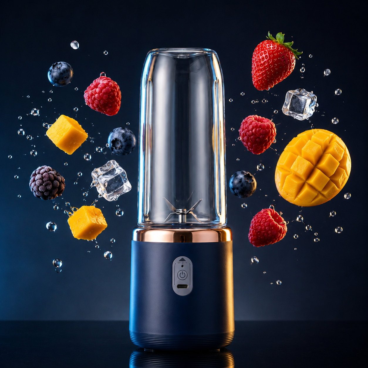 Licuadora Portátil Recargable USB de 6 Cuchillas + 2 Vasos — Prepara Jugos y Smoothies Frescos Donde Quieras