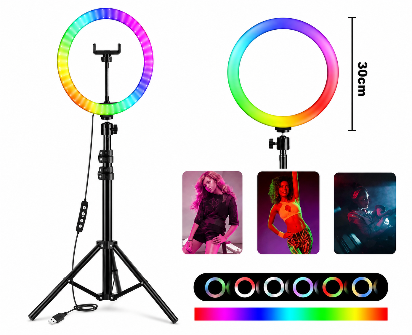 LUZ RGB EN ARO DE 30CM MJ30